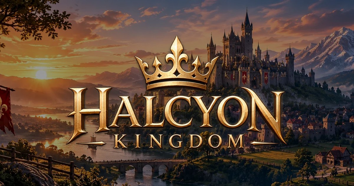 Halcyon Kingdom: a castle above a river valley at sunset
